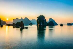 halong bahía, Vietnam. generado por ai foto