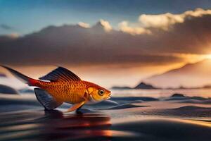 goldfish, sunset, water, the sea, the ocean, the sea, the ocean,. AI-Generated photo