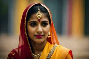 a beautiful indian woman in traditional attire. AI-Generated photo