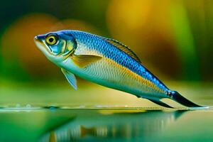 un pescado es nadando en el agua. generado por ai foto