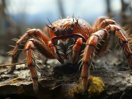 de cerca muy detallado macro Disparo de el araña generativo ai foto