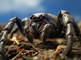 Close-up highly detailed MACRO shot of the spider generative ai photo