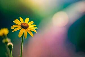 yellow flower in front of blurred background. AI-Generated photo