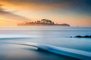 a long exposure photograph of a wave crashing into the ocean. AI-Generated photo