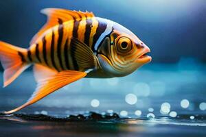 a fish with black and white stripes. AI-Generated photo