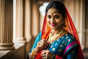 a beautiful indian woman in traditional attire. AI-Generated photo