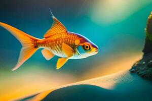 a goldfish swimming in an aquarium. AI-Generated photo