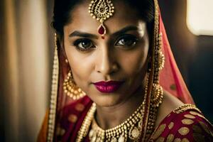 a beautiful indian bride in traditional attire. AI-Generated photo