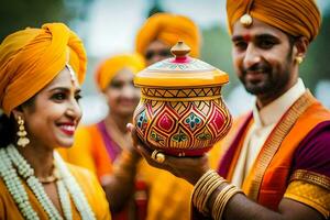 indian wedding ceremony in delhi. AI-Generated photo