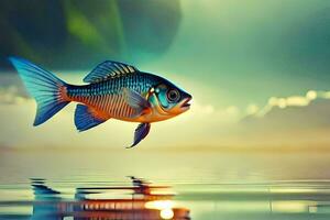 a fish is swimming in the water. AI-Generated photo