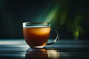 un vaso taza de té en un mesa. generado por ai foto