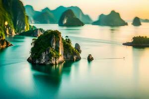 the beautiful landscape of halong bay, vietnam. AI-Generated photo
