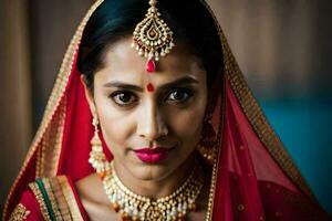 a beautiful indian bride in traditional attire. AI-Generated photo