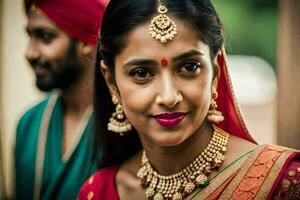 a beautiful indian bride in traditional attire. AI-Generated photo