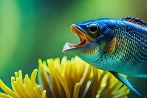 a fish with its mouth open and its mouth open. AI-Generated photo