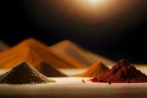 a variety of spices are shown in a photo. AI-Generated photo