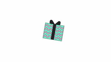 Floating giftbox line 2D object animation. Black friday surprise flat color cartoon 4K video, alpha channel. Blackfriday special offer. Falling wrapped birthday box animated item on white background video