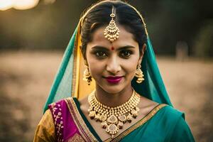 a beautiful indian woman in traditional attire. AI-Generated photo