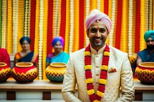 indio Boda en Delhi. generado por ai foto