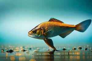 a fish is standing on the water with water droplets. AI-Generated photo