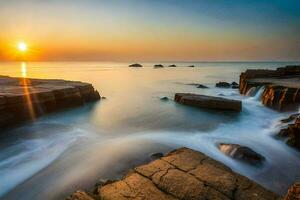 el Dom sube terminado el Oceano y rocas generado por ai foto