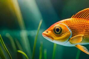 un cerca arriba de un pescado en el agua. generado por ai foto