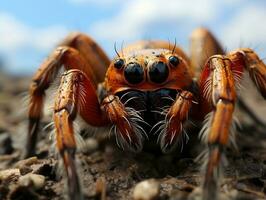 Close-up highly detailed MACRO shot of the spider generative ai photo