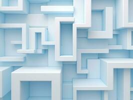 Beautiful futuristic Geometric background textured intricate 3D wall in light blue and white tones generative ai photo