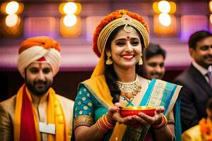 a beautiful bride in traditional indian attire. AI-Generated photo