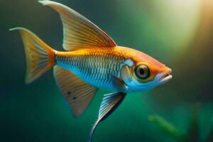 un pescado con un largo cola y un blanco cuerpo. generado por ai foto