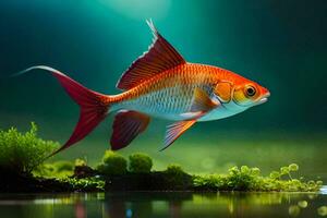 a red fish swimming in the water. AI-Generated photo