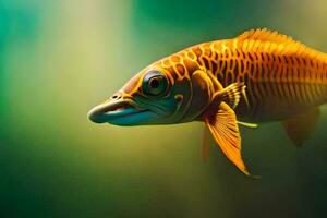 un pescado con un largo cola y un largo cuerpo. generado por ai foto