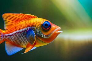 a fish with bright orange and blue eyes. AI-Generated photo