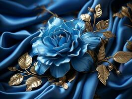High-quality blue fabric with many beautiful details generative ai photo