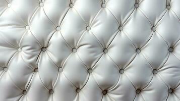 Padded white leather upholster pattern leather texture with buttons generative ai photo