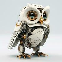 Charming owl robotic bird with isolated white background generative ai photo