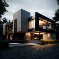 Modern House exterior design generative ai photo