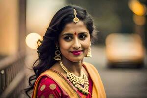 a beautiful indian woman in traditional attire. AI-Generated photo