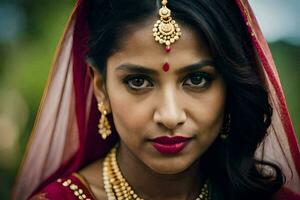 a beautiful indian bride in traditional attire. AI-Generated photo