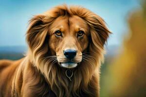 a lion is looking at the camera. AI-Generated photo