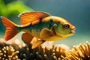 a fish with bright orange and yellow stripes. AI-Generated photo