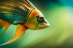 un cerca arriba de un pescado con brillante colores. generado por ai foto