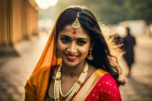 a beautiful indian woman in traditional attire. AI-Generated photo