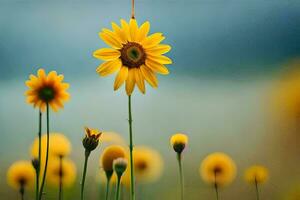 yellow sunflowers in the field. AI-Generated photo