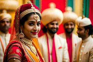 a beautiful bride in traditional indian attire. AI-Generated photo