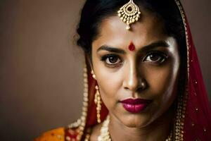 a beautiful indian woman in traditional attire. AI-Generated photo