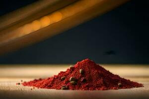 a pile of red powder on a table. AI-Generated photo