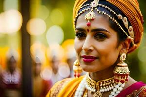 a beautiful indian bride in traditional attire. AI-Generated photo