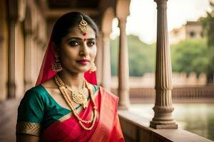 a beautiful indian woman in traditional attire. AI-Generated photo