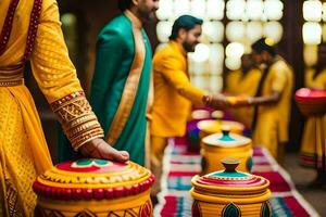 indian wedding ceremony with drums. AI-Generated photo